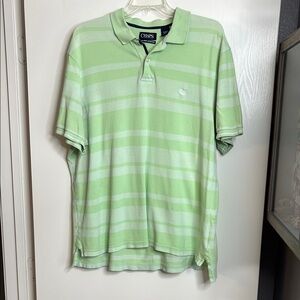 Chaps Lime Green Striped Polo Shirt Relaxed Fit, Size XL